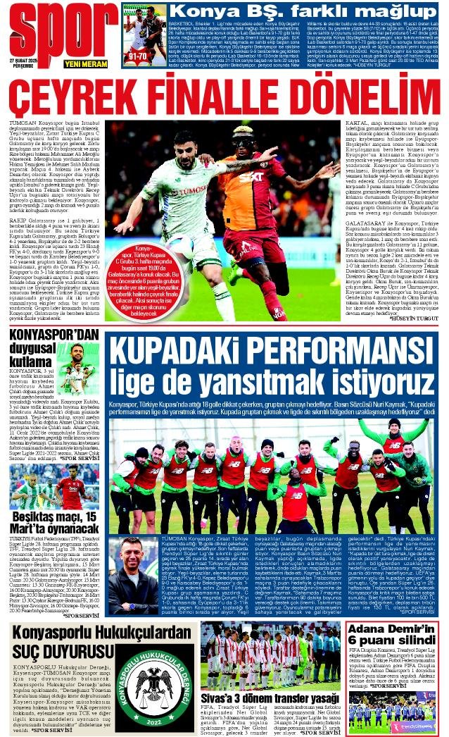 27 Şubat 2025 Yeni Meram Gazetesi