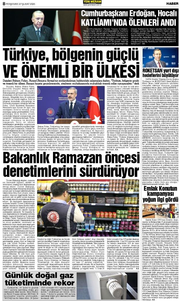 27 Şubat 2025 Yeni Meram Gazetesi