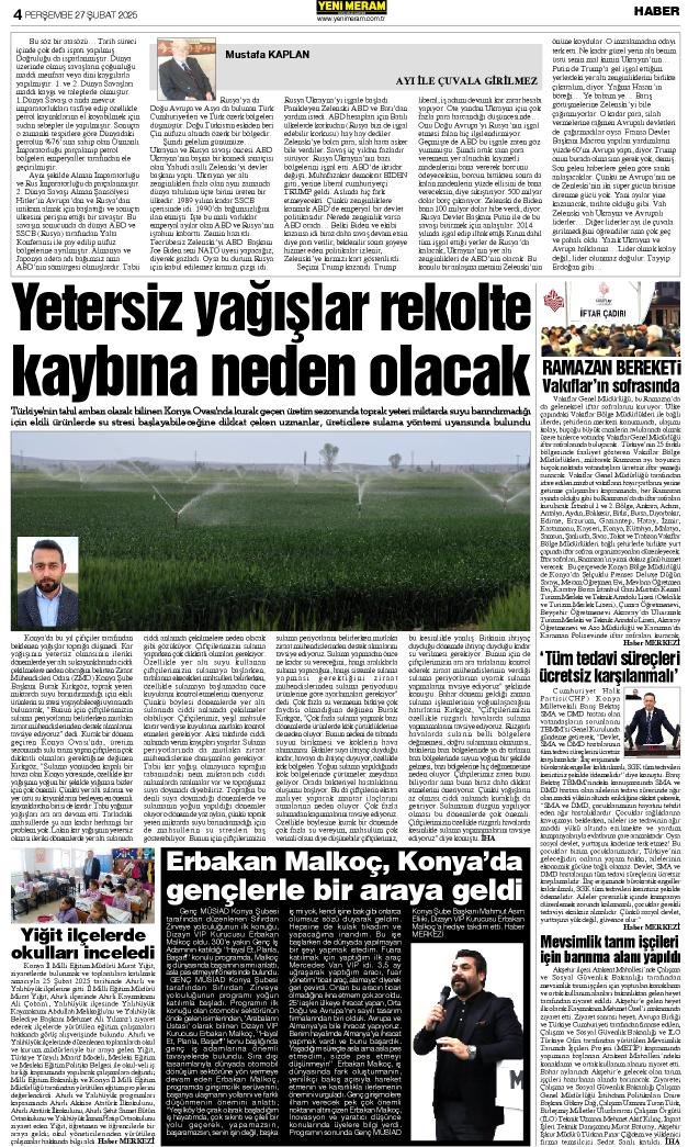 27 Şubat 2025 Yeni Meram Gazetesi