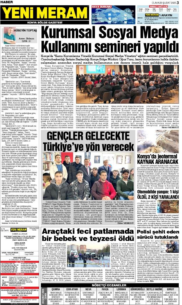 28 Şubat 2025 Yeni Meram Gazetesi
