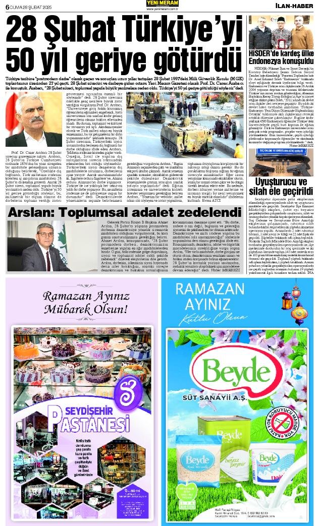 28 Şubat 2025 Yeni Meram Gazetesi
