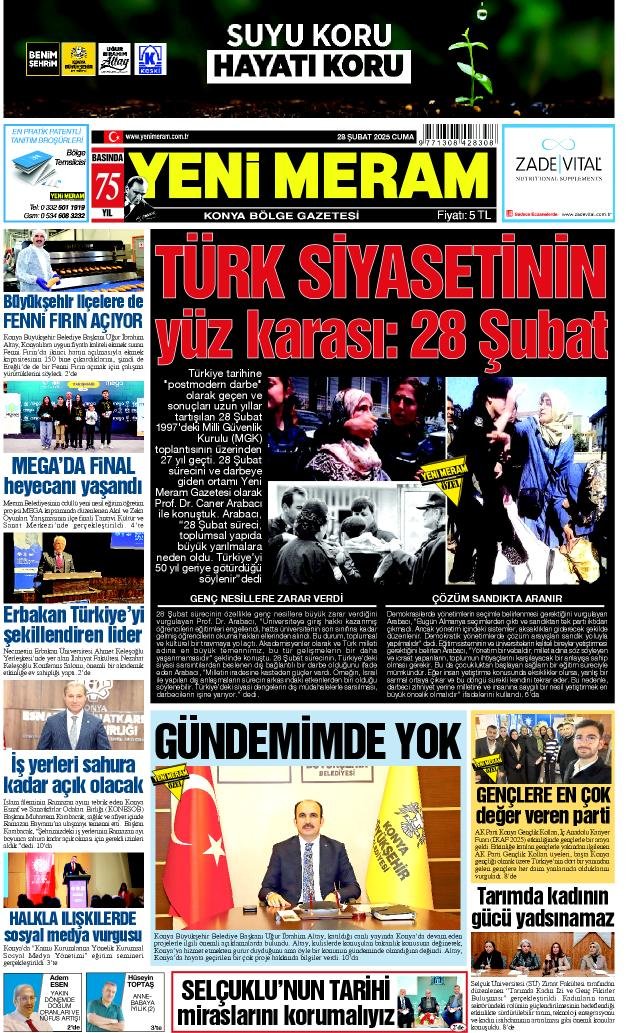 28 Şubat 2025 Yeni Meram Gazetesi
