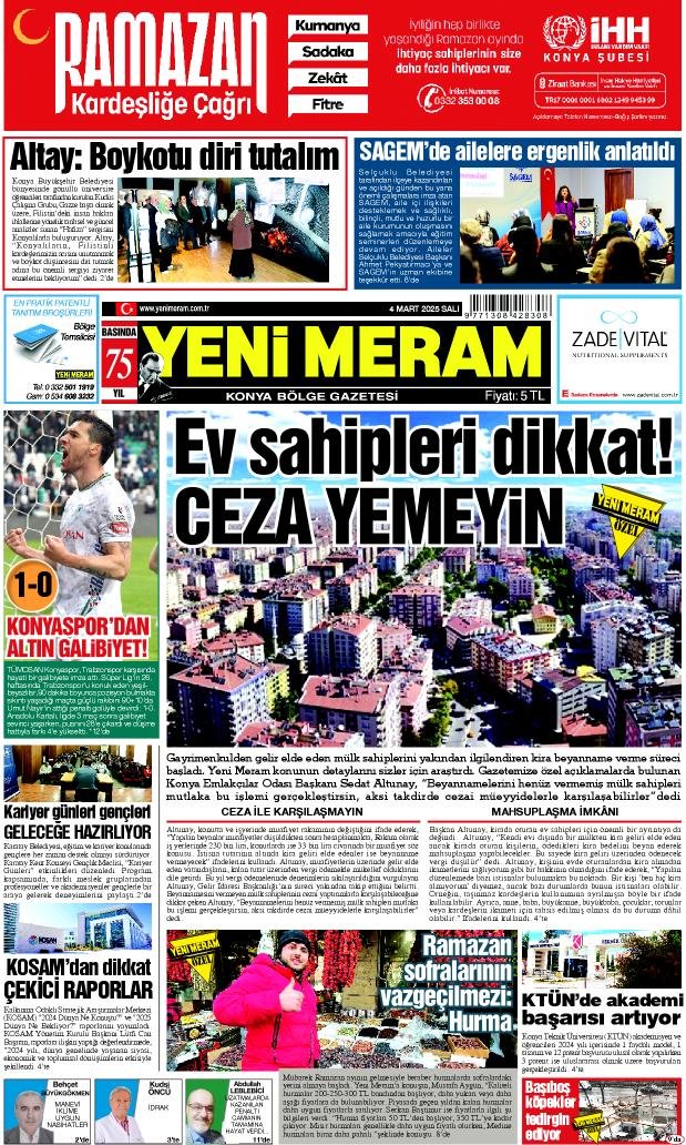 4 Mart 2025 Yeni Meram Gazetesi
