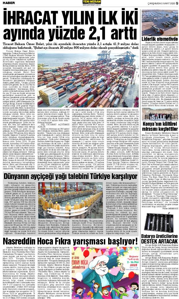 5 Mart 2025 Yeni Meram Gazetesi
