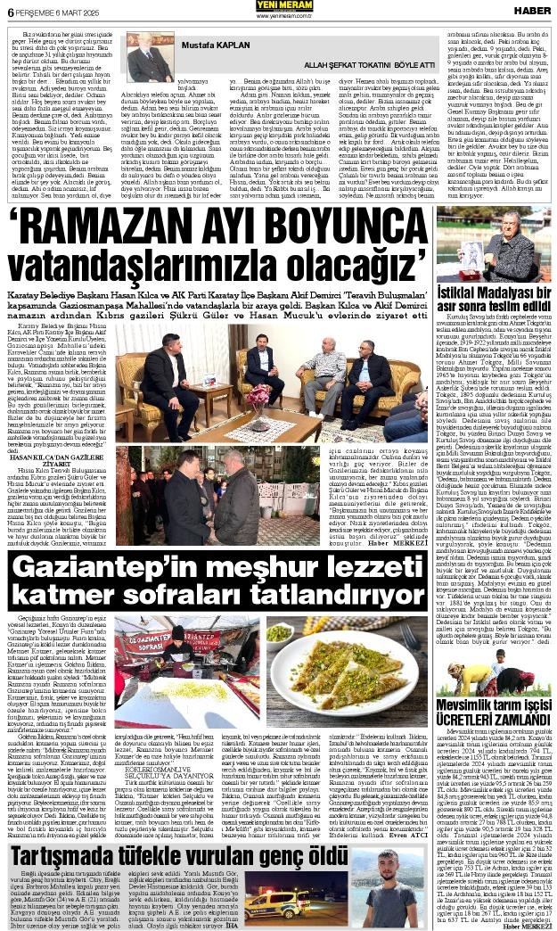 6 Mart 2025 Yeni Meram Gazetesi
