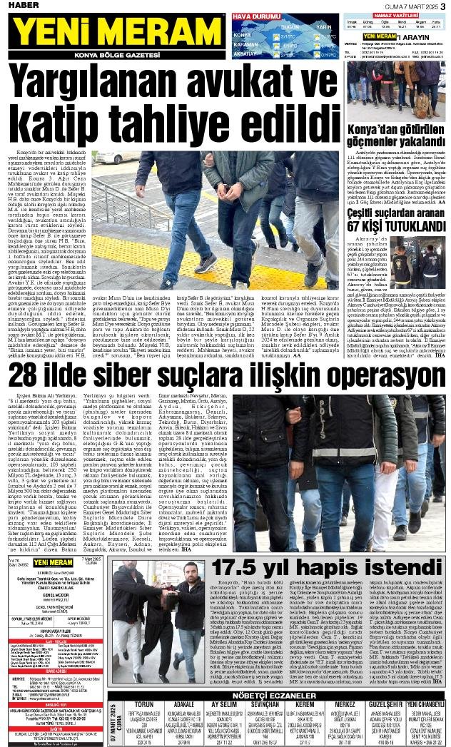 7 Mart 2025 Yeni Meram Gazetesi
