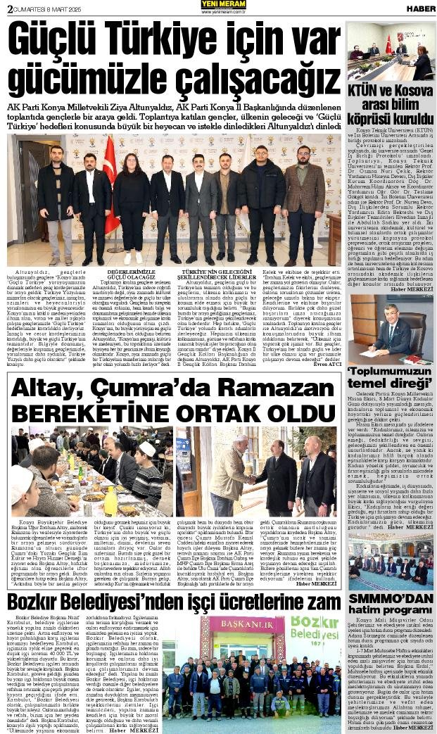 8 Mart 2025 Yeni Meram Gazetesi