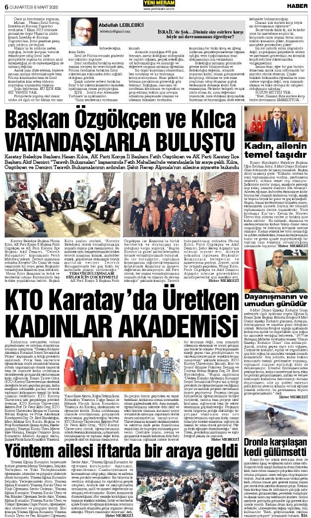 8 Mart 2025 Yeni Meram Gazetesi