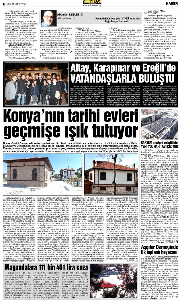 11 Mart 2025 Yeni Meram Gazetesi
