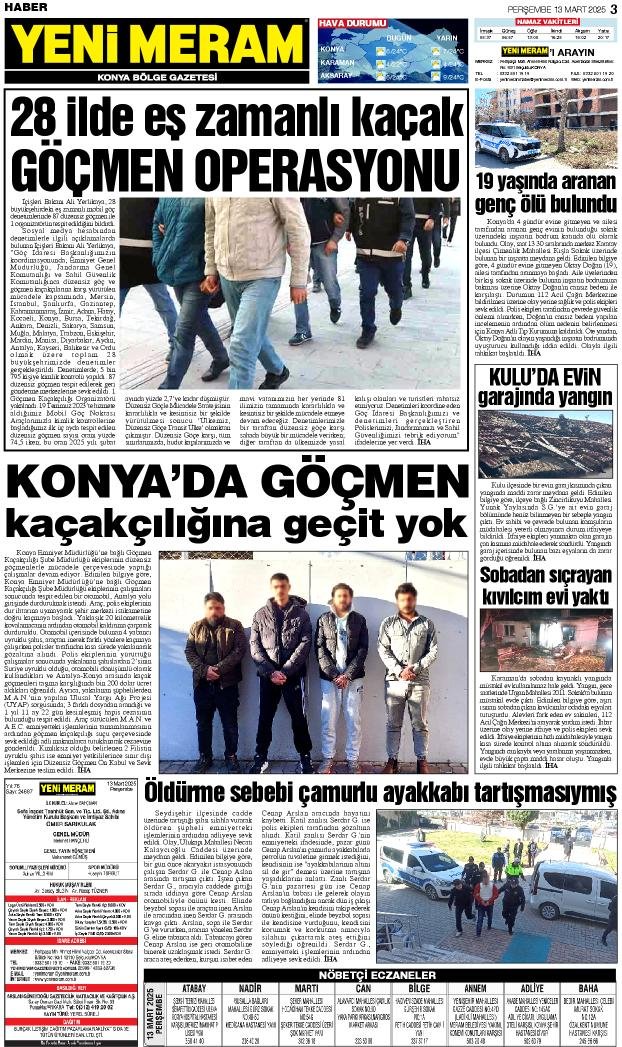 13 Mart 2025 Yeni Meram Gazetesi